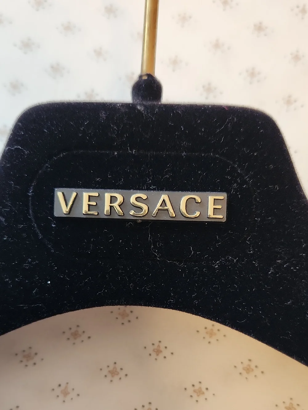 Versace Black Velvet Padded Hanger with Trousers Bar